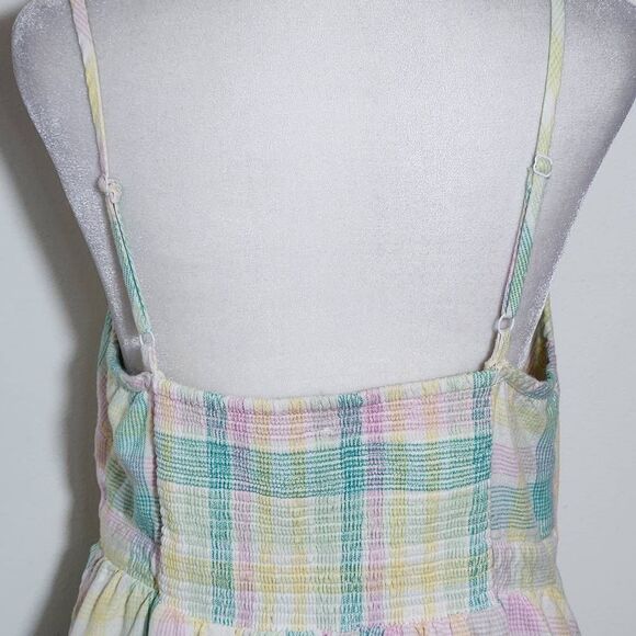 Old Navy Pastel Plaid Linen Mini Sundress with Smocked Back Size Large - Picture 6 of 9